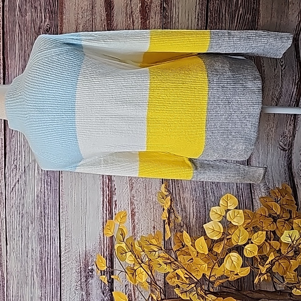 NWT HALOGEN KAYLIEGH BLUE YELLOW PLUS SIZE LONG SLEEVE PULLOVER SWEATER - Picture 5 of 13